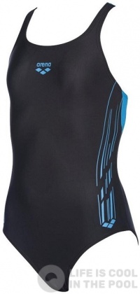 Maillots de bain fille Arena Stamp Swim Pro Back One Piece Junior Black/Turquoise