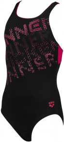 Maillots de bain fille Arena Rhyming Swim Pro Back One Piece Junior Black/Freak Rose