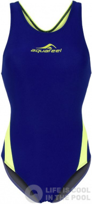 Maillots de bain femme Aquafeel Racerback Blue/Fluo Yellow