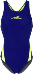 Maillots de bain femme Aquafeel Racerback Blue/Fluo Yellow