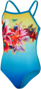 Maillots de bain femme Speedo Digit Placement Thinstrap Muscleback Girl Pool/Blue Flame/Yellow