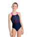 Maillots de bain fille Arena Girls Swimsuit V Back Graphic Navy/Freak Rose