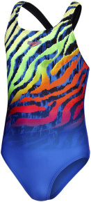 Maillots de bain fille Speedo Digital Placement Medalist Girl Blue Flame/Black/Fluo Green/Orange