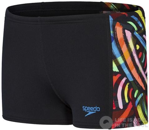 Maillots de bain garcon Speedo Digital Panel Aquashort Boy Black/Volcanic/Fluo Green/Yellow/Lapis