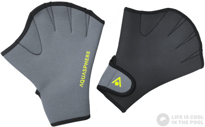 Gants en néoprène Aqua Sphere Swim Gloves Black/Bright Yellow