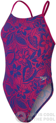 Maillots de bain femme Speedo Allover Digital Tieback Chroma Blue/Electric Pink