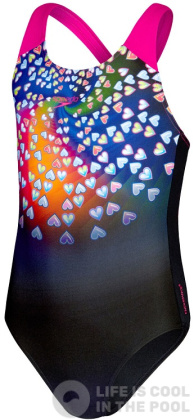 Maillots de bain fille Speedo Digital Placement Splashback Girl Black/Punchy Pink/Blue Flame/Yellow