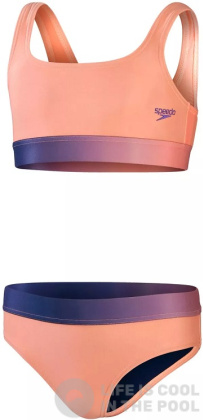 Maillots de bain fille Speedo Contrast Band 2 Piece Girl Soft Coral/Miami Lilac