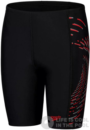 Maillots de bain garcon Speedo Plastisol Placement Jammer Boy Black/Fed Red/Dapple Grey