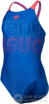 Maillots de bain fille Arena Girls Swimsuit V Back Graphic Royal/Fluo Red