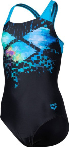 Maillots de bain fille Arena Girls Multi Pixels Swim Pro Back Black/Turquoise