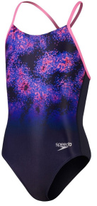 Maillots de bain fille Speedo Placement Lane Line Back Girls Navy/Pink/Cobalt Pop