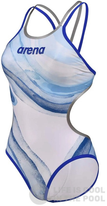 Maillots de bain femme Arena One Dreams Double Cross One Piece Neon Blue/Silver/White