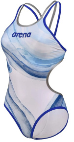 Maillots de bain femme Arena One Dreams Double Cross One Piece Neon Blue/Silver/White