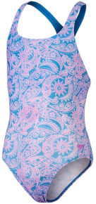 Maillots de bain fille Speedo Printed Medalist Girl Baja Blue/Neon Violet/White