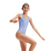 Maillots de bain fille Speedo Printed Medalist Girl Baja Blue/Neon Violet/White