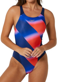 Maillots de bain femme Speedo Allover Digital Recordbreaker Cerulean Blue/Watermelon