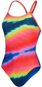 Maillots de bain femme Speedo Allover Fixed Crossback Blue/Pink