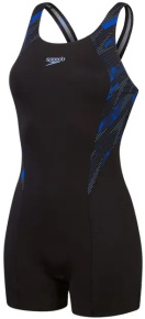 Maillots de bain femme Speedo HyperBoom Splice Legsuit Black/True Cobalt/Curious Blue