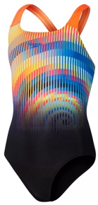 Speedo Printed Placement Powerback Girls Black/Orange